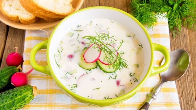 cara memasak okroshka pada diet Dukan